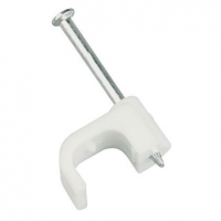 100 Pack Flat Cable Clips White - 6mm