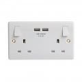 Double Switch Socket w/ Twin USB Ports