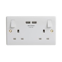 Double Switch Socket w/ Twin USB Ports