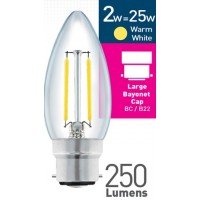 2w (= 25w) Clear LED Candle - BC