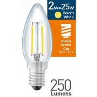 2w (= 25w) Clear LED Candle - SES