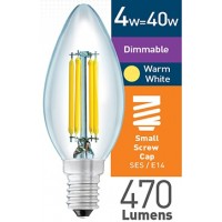 4w (= 40w) Dimmable Clear LED Candle - SES