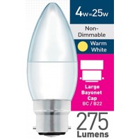 4w (= 25w) Frosted LED Candle - BC