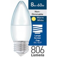 8w (= 60w) Frosted LED Candle - ES