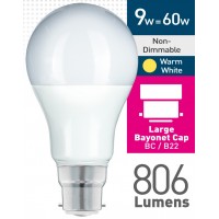 9w (= 60w) Frosted LED GLS - BC