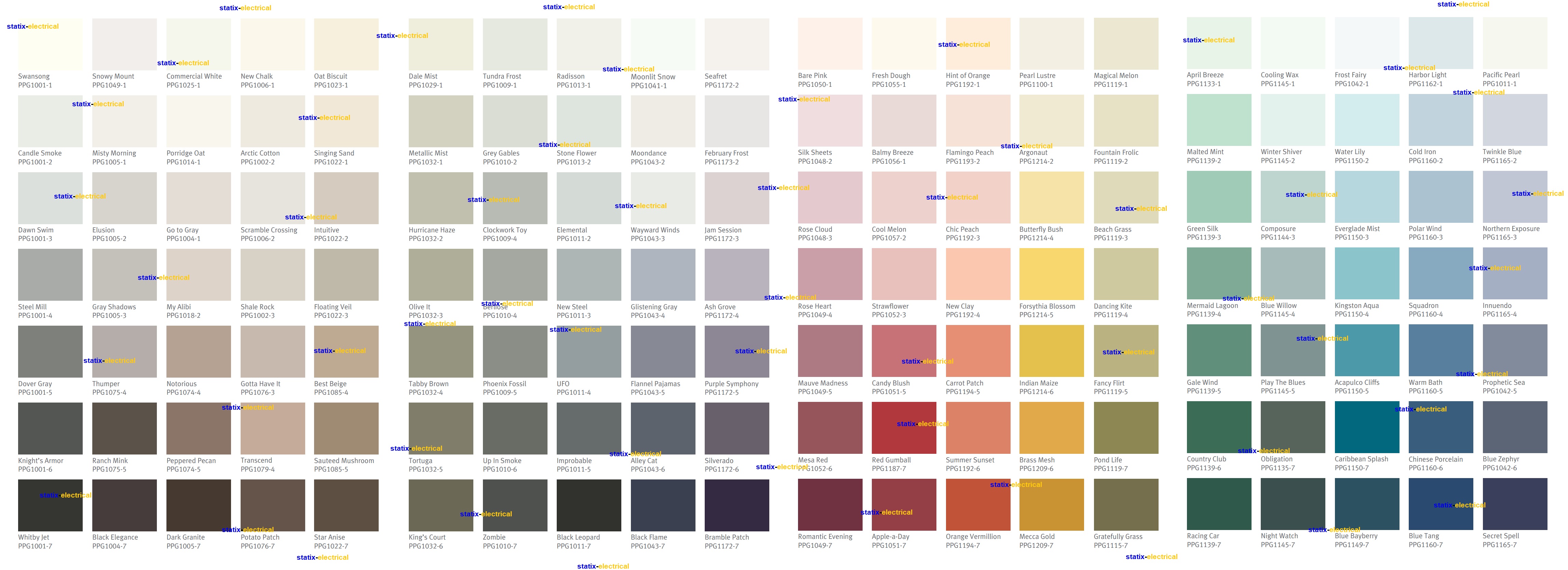 Johnstone's Paints Colour Chart